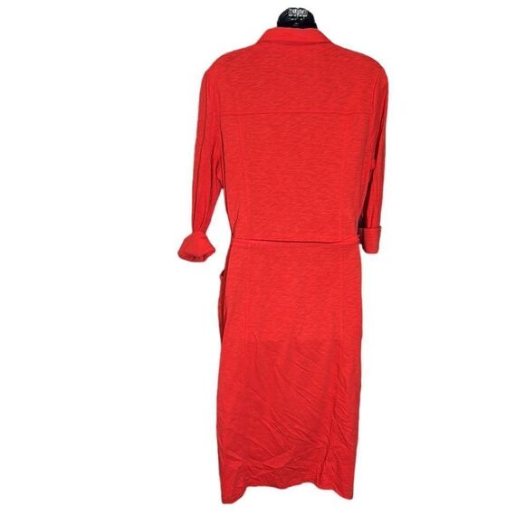 Boden Tara jersey shirt dress Cherry red button front belted 10L preppy - Picture 5 of 6